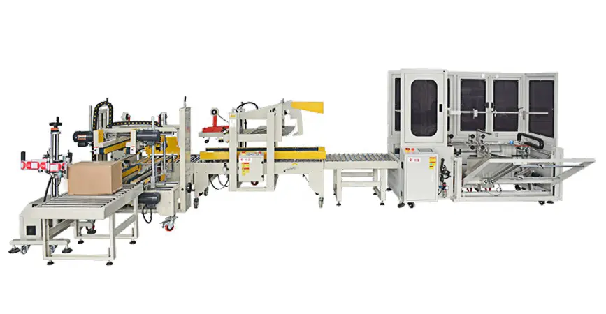 Unboxing, Sealing and Labeling Production Line