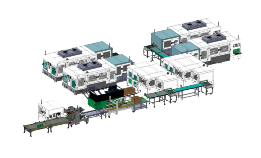 Linha de embalagem e remoção de placas de circuito impresso totalmente automática