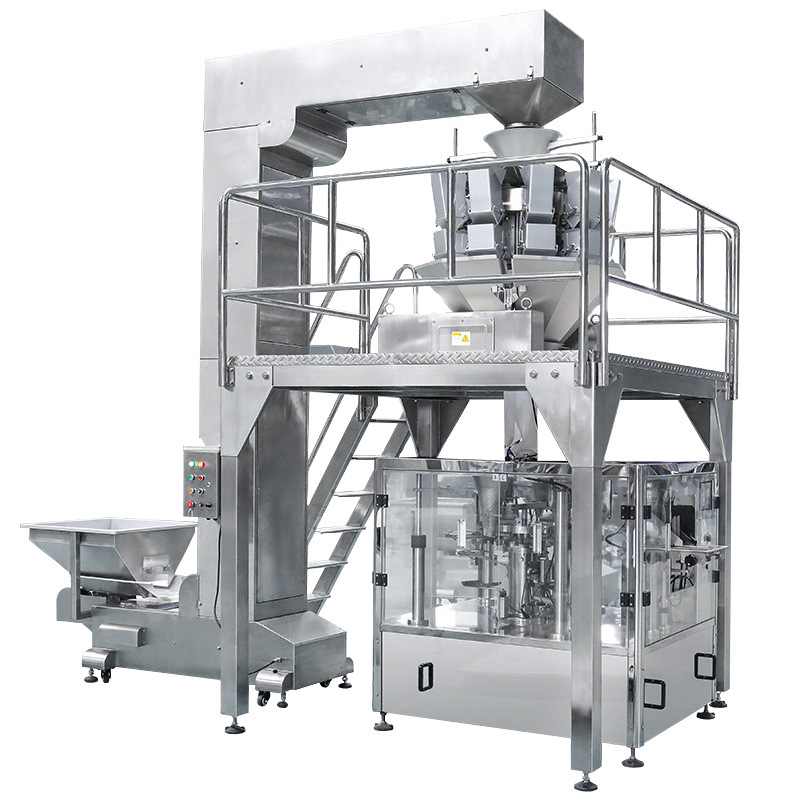 Feeding weighing and pouch handling system for granular condiment products